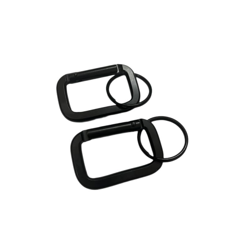 DraCra 6 Pack Rectangle Carabiner with Black Key Rings Carabiner Clips D Ring Spring Snap Hook Keychain Clip Carabeaner Caribeaner Clips for Keys Hiking Backpack Tactical Straps Bag