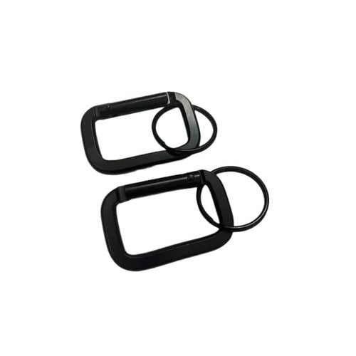 DraCra 6 Pack Rectangle Carabiner with Black Key Rings Carabiner Clips D Ring Spring Snap Hook Keychain Clip Carabeaner Caribeaner Clips for Keys Hiking Backpack Tactical Straps Bag