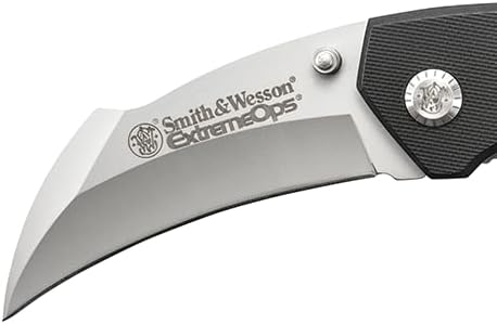 Smith & Wesson Extreme Ops CK33 7.9in S.S. Karambit Folding Knife with 3.1in Hawkbill Blade and G-10 Handle for Outdoor, Tactical, Survival and EDC