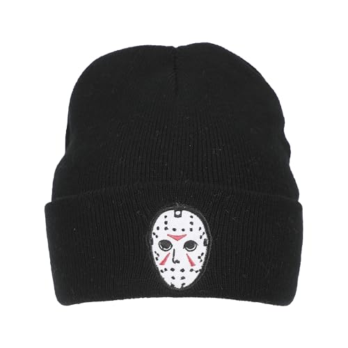 Friday The 13Th Jason Mask Embroidery On Acrylic Knit Standard Cuff Beanie