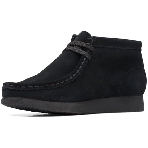 Clarks - Kids Wallabee O Boot, Color Black Suede, Size: 7 W US Big Kid