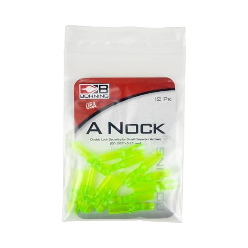 Bohning A Nock, for .204 Shafts (Small, X-Nocks, 5mm) 12 Pack, Kiwi