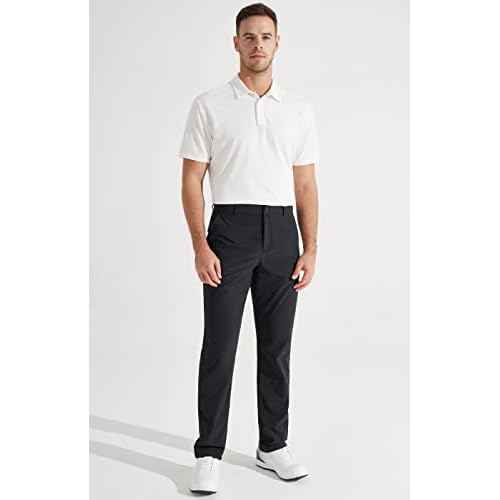 Libin Mens Golf Pants Stretch Work Dress Pants 30"/32"/34" Quick Dry Lightweight Casual Comfy Trousers with Pockets