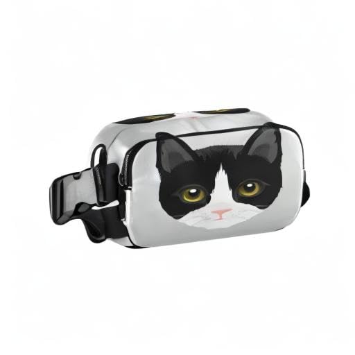 Portrait Of Tuxedo Cat Belt Bag for Women Men Fanny Pack Small Waist Pouch Crossbody Bags for Outdoor Hiking Running Travel
