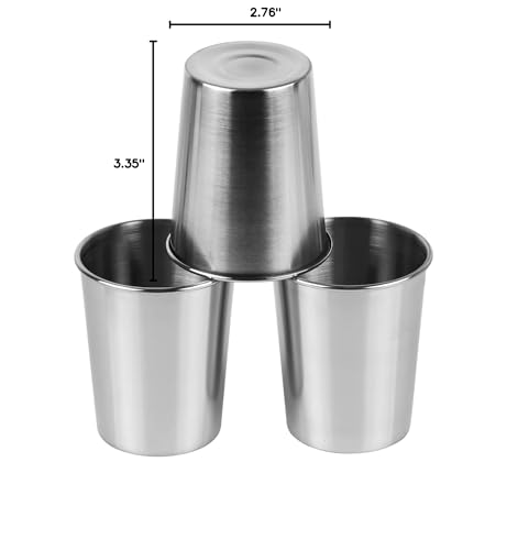 Stainless Steel Cups 8oz, Shatterproof Drinking Glasses - 3 Pack