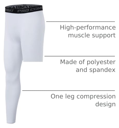 Men's Basketball Compression Leggings - Large White Right Long