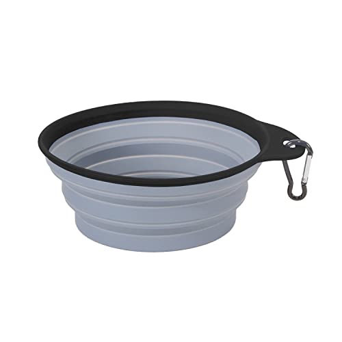 Stansport Collapsible Silicon Travel Bowls - 2 Pack, Grey and Blue, Large