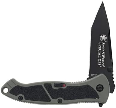 Smith & Wesson Special Ops SPECM 7.4in S.S. Assisted Opening Knife with 3.1in Tanto Blade and Aluminum Handle for Outdoor, Tactical, Survival and EDC