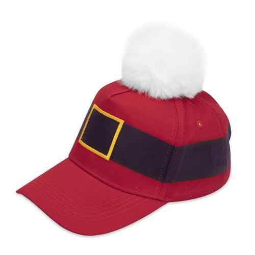 Christmas Cotton-Baseball Cap for Women-Men Outdoor-Adjustable-Sports Baseball Cap-with Pompom Santa-Unisex-Dad Hat