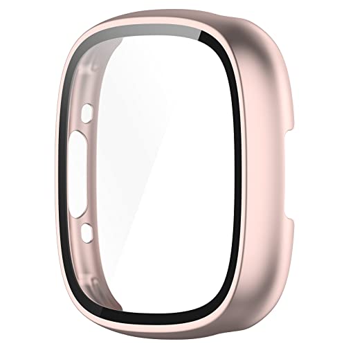 3 Pack Fitbit Versa 4 & Sense 2 Screen Protector Cases - Black, Silver, Rose Gold