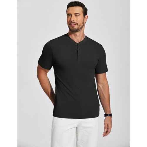 COOFANDY Men's Henley Shirts Short Sleeve Ribbed T-Shirts Bodybuilding Workout Tee Shirts