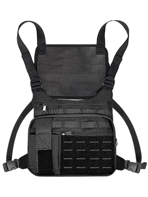 KINGSLONG Tactical Chest Bag Lightweight Running Chest Pack, Water Resistant Running Vest Pack with Phone Holder Running Backpack for Men Women