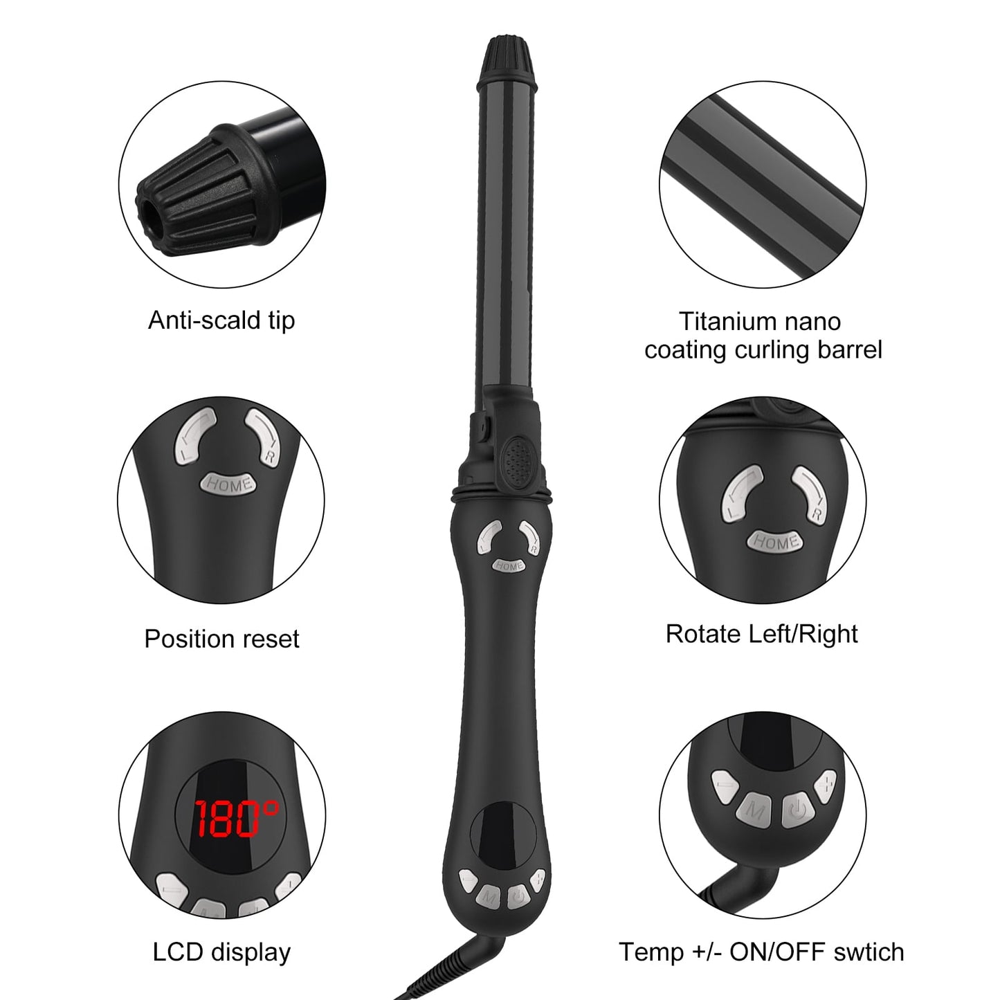 1-Inch Professional Rotating Curling Iron | Anti-Scald Automatic Hair Curler