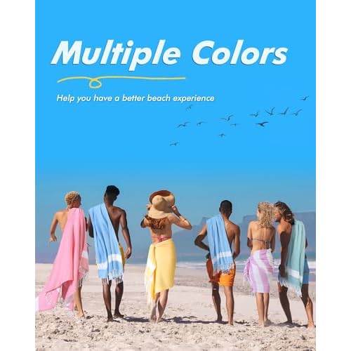 Genovega Oversized Cotton Turkish Beach Towels 74"x38" Thin Quick Dry Sand Free Pool Swim Bathing Towel Extra Large Blanket Adult Travel Essentials Accessories Must Haves Summer Vacation Deepblue Dot