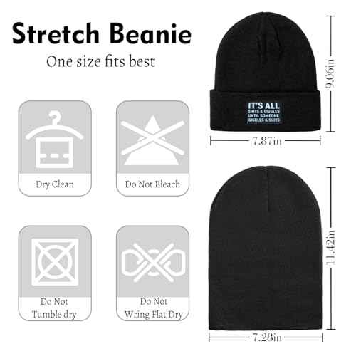 Funny Beanies Warm Knit Hats Fall Winter Black Hip Pop Knit Hat Cap for Women Men