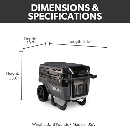 Igloo Trailmate Journey 70 Qt Cooler, Carbonite