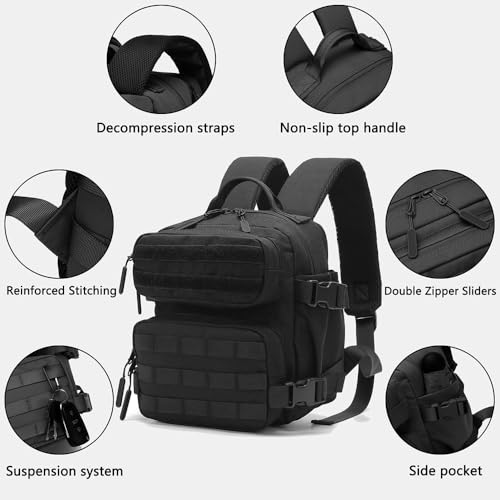9L Mini Backpack for Men and Women, Small Backpack for Gym Hiking Travel Sports Running (Black)