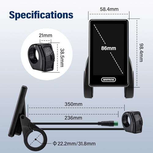 BAFANG 5 Pin Male Ebike Display for Bafang CAN Protocol Motors, Ebike Speedometer Bike Computer with 0-5 PAS, C020 (M620, M600, M560, M510, M420 mid Drive Motors), 36V-48V