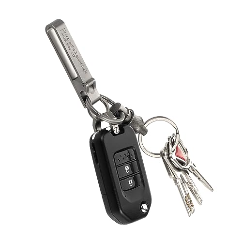 BANG TI Titanium Quick Release Swivel Keychain, Pull Apart Detachable Keychain Heavy Duty Car Key Holder with TWO Ti Key Rings (S Black)