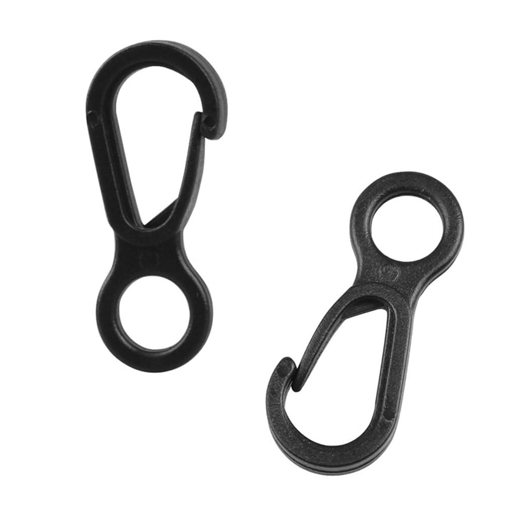 10pcs Black Plastic Snap Clip Carabiner Buckles, Multifunction Outdoor Tent Hooks for Camping, Heavy Duty,Lights Hanging,Accessory and Keychain Carabiners,Sports and Outdoors