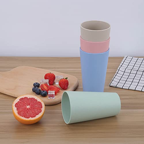 20 oz Wheat Straw Unbreakable Reusable Water Cups Set of 5 - Eco Friendly & BPA Free