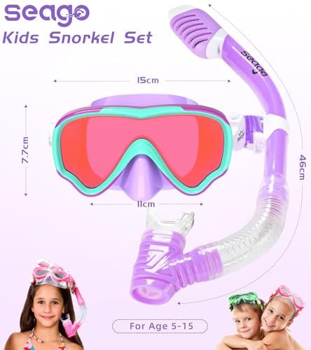 Kids Snorkel Set with Anti-Fog Mask and Dry Top Snorkel - 180° View