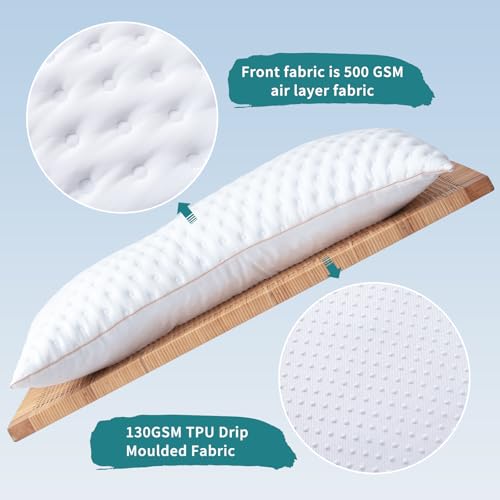 Side Sleeper Pillow Compressible Memory Foam for Quick Trips Camping Pillow for Neck and Shoulder Pain, Machine Washable Breathable for Hiking Home Airplane and Car (White, Queen)