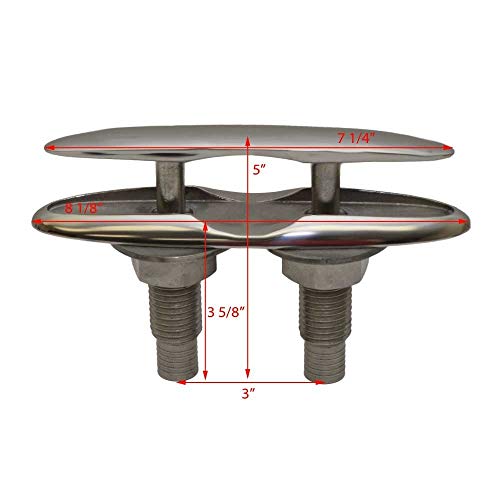 Attwood 66519-1 Retractable Low-Profile Stainless Steel Marine Boat 8-Inch Neat Cleat