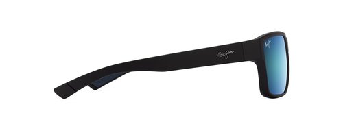Maui Jim Men's Uila AF Rectangle Sunglasses, Matte Black/Blue Hawaii Polarized, Extra Large