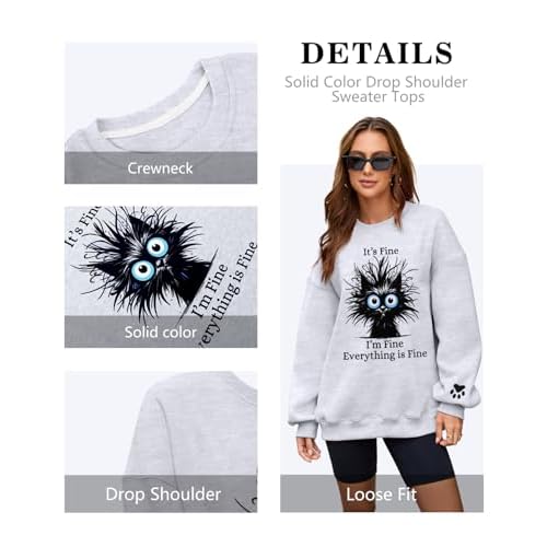 Womens Oversized Sweatshirts Fleece Hoodies Long Sleeve Crewneck Sweater Fall Fashion Solid Color Drop Shoulder Pullover Tops