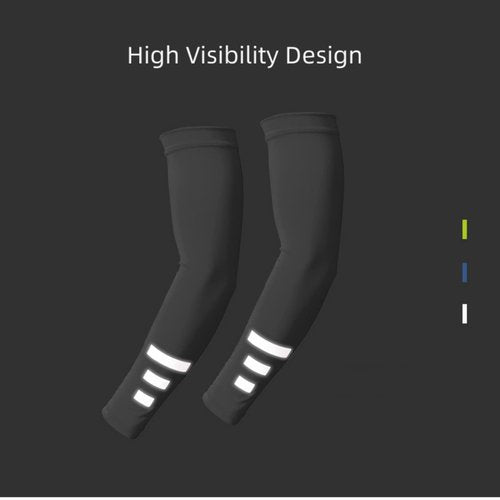 SUKOUSRAM 3 Pair UV Arm Sleeves with Visibility Reflective Safety Sun UV Protection Reflective Strap Arm Sleeves Cooling Effect for Men Women Outdoor Sports Activities Tattoo Cover