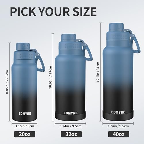 Deep Ocean Fade 20 oz Insulated Stainless Steel Water Bottle with Dual Lids