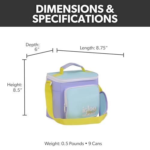 Igloo Lilac Breeze RETRO SQUARE LUNCH BAG