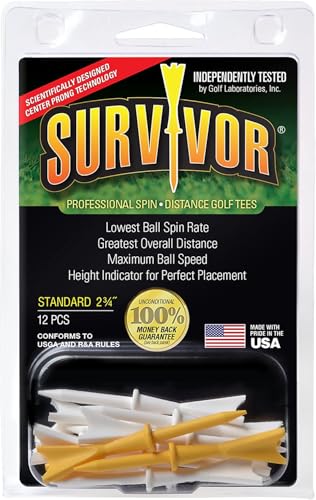 Greenkeepers 4 Yards More Performance Golf Tee - Survivor Standard Yellow 2-3/4"