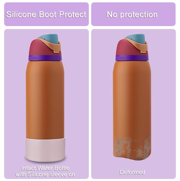 Silicone Boot for Owala Water Bottle 32 oz, Anti-Slip Protective Sleeve for FreeSip/Twist/Flip Water Bottles, BPA Free, Bottom Bumper Cover Protects water bottles from scratches (White, 32oz)