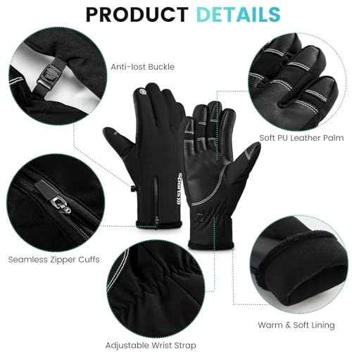 Trifabricy Winter Ski Gloves, Windproof Glove for Men & Women, Touchscreen Snow Gloves for Cold Weather, Thermal Warm Glove