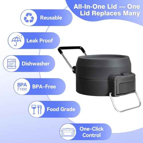 Lid Replacement for Stanley Quick Flip GO, Cover Cap for Stanley 24oz/36oz, BPA-Free Push Button, Leakproof Lid with Carry Loop for Travel/Sports, No Spill Reuse Top for StanleyAccessories,DarkGray