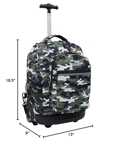 Travelers Club Rolling Backpack, Camo, 18 Inch