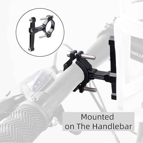 Adjustable Bike Water Bottle Cage Adapter,Anodized Aluminum Alloy Mount for Handlebars Seatposts,Universal Adapter for MTB/Road/E-Bike/Kids Bike, Includes Hex Wrench Anti-Slip Spacers (1, Black)