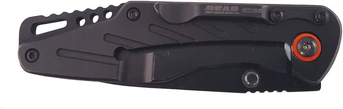 Bear Edge 3-3/8 in. Framelock Folding Knife, 440 High Carbon Stainless Steel Blade, Black Steel Handles, Assisted Opening and Pocket/Boot Clip (61104)