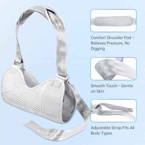 Arm Sling Shoulder Brace for Men & Women ? Breathable & Adjustable Arm Support for Rotator Cuff, Forearm & Elbow Injuries ? Lightweight Fit for Left or Right Side
