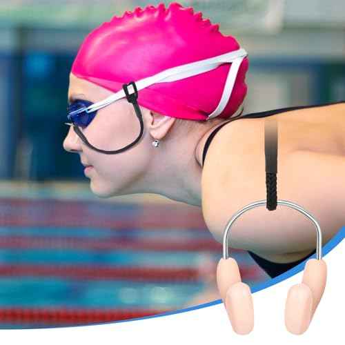 Hiboom 10 Pieces Silicone Swimming Nose Plugs with Strap Swimming Nose Clips Training Swimmer Protector with Steel for Adults Using