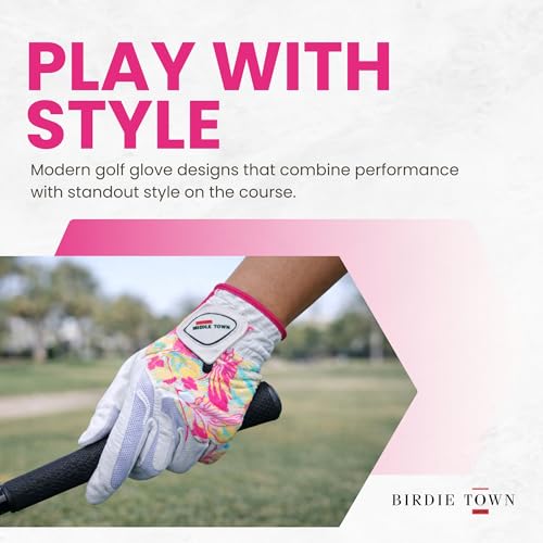 Birdie Town Jupiter 3 Pack Tropical Breathable Synthetic Leather Golf Gloves - Women, One Size