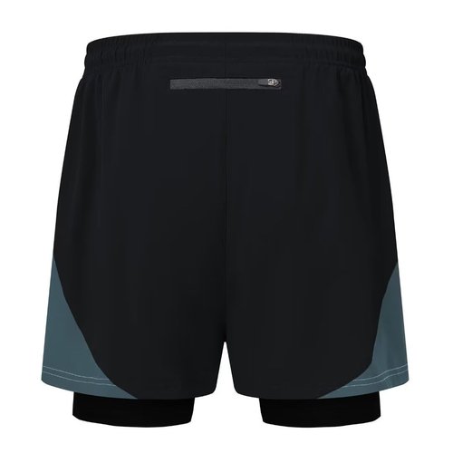 Pdbokew Men's 2 in 1 Running Shorts Lined Workout Shorts Black L