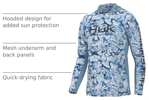 Men's Icon X Pattern Hoodie with Sun Protection - Large Inside Reef Azure Blue