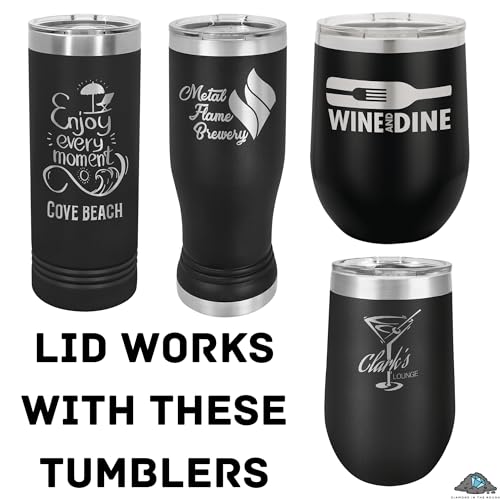 Polar Camel Lid Replacement with Straw Hole for 12oz Tumbler - Lid fits Polar Camel 12 oz, 16 oz Stemless, 14 oz Pilsner, and 22oz Skinny Tumblers, BPA-free Travel Mug Replacement Cap