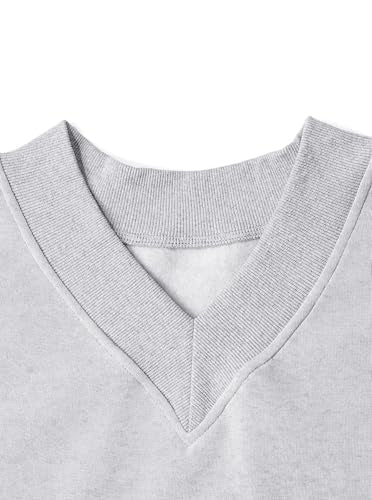 Remidoo Cropped V-Neck Sweatshirt for Women - Grey, Medium Fleece Pullover