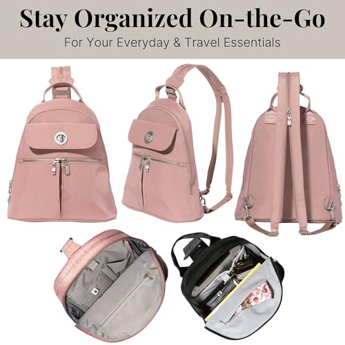 Baggallini Naples Convertible Small Daypack Sling Crossbody, Woodrose