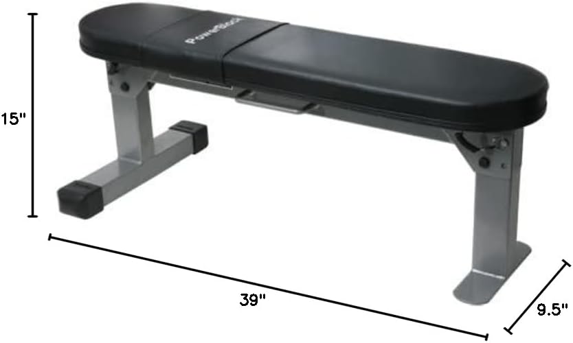 POWERBLOCK Travel Bench, Workout Bench, Folds Up for Easy Storage, Innovative Workout Equipment, Home & Commercial Gyms, Comfortable High Density Foam Upholstery Silver