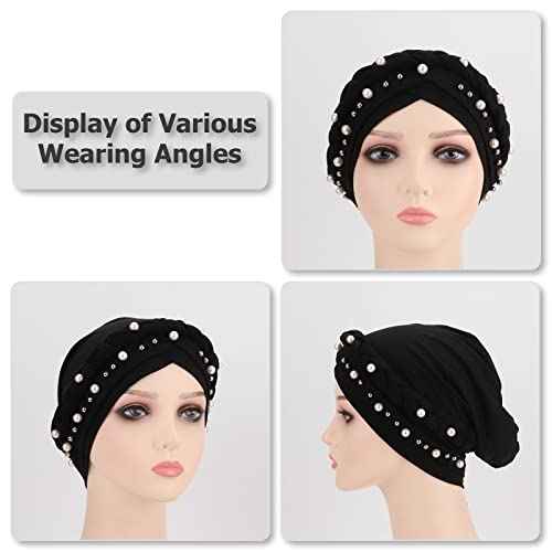 African Women Turban Caps Pre-Tied Twisted Turbans Head Scarf for Women Hair Wraps Cover Beanie Cancer Chemo Headwear